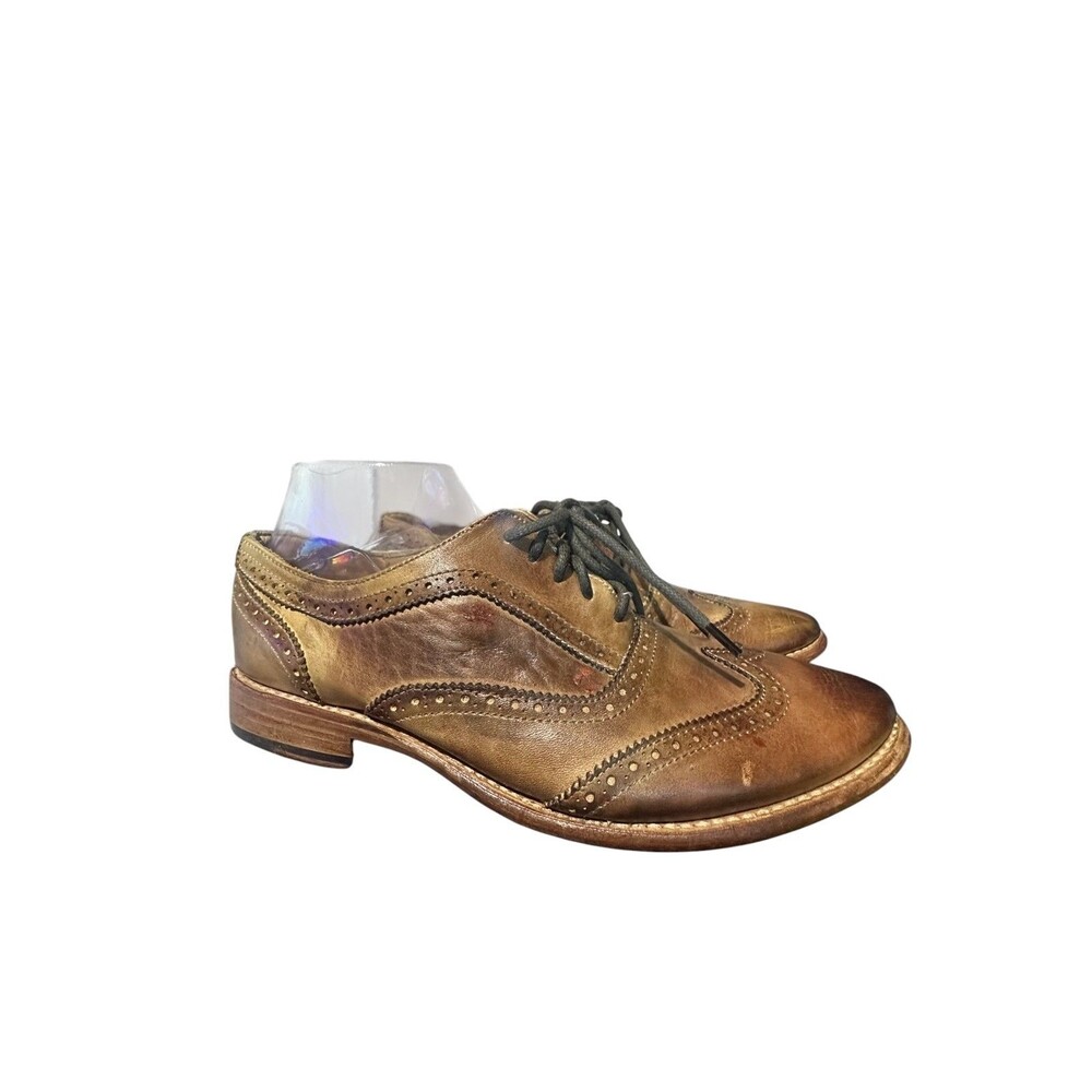 Bed Stu Mens Leather Oxford Wingtip Shoes Cobbler Series Tan Brown Size 11